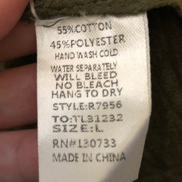 Umgee Waterfall Drape Faux Suede Cropped Open Army Green Cardigan Jacket NWT - Picture 7 of 7